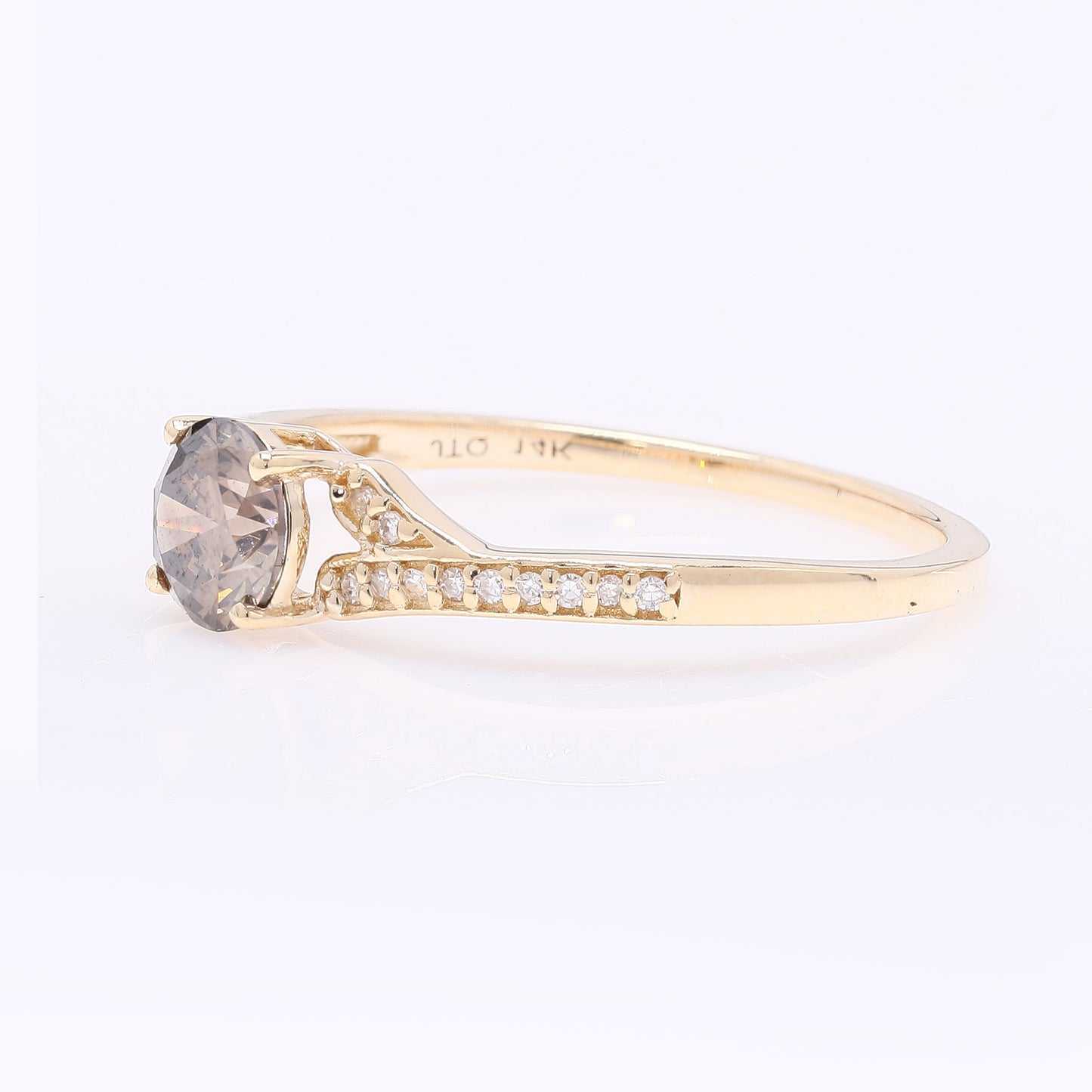 0.67 Ct Round Red Diamond 14K Gold Ring