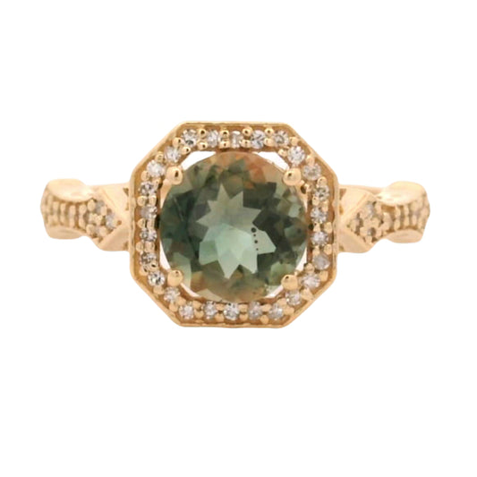1.38 Ct Round Oregon Sunstone 14K Gold Ring
