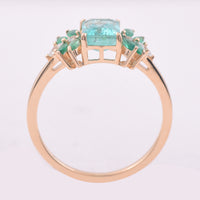 1.53 Ct Octagon Step Cut, Marquise Mixed Cut Natural Emerald 14K Gold Ring