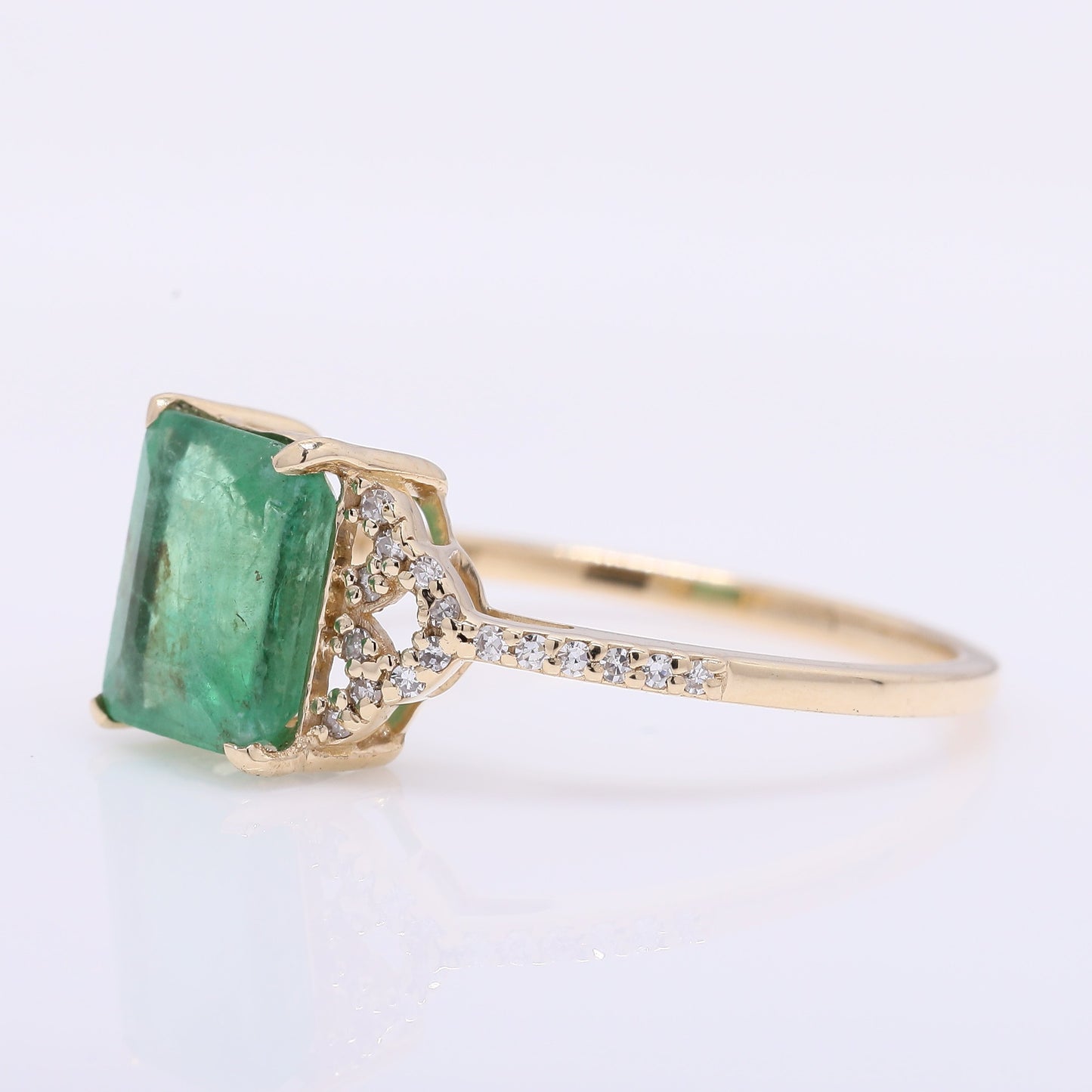 1.02 Ct Octagon Step Cut Natural Emerald 14K Gold Ring