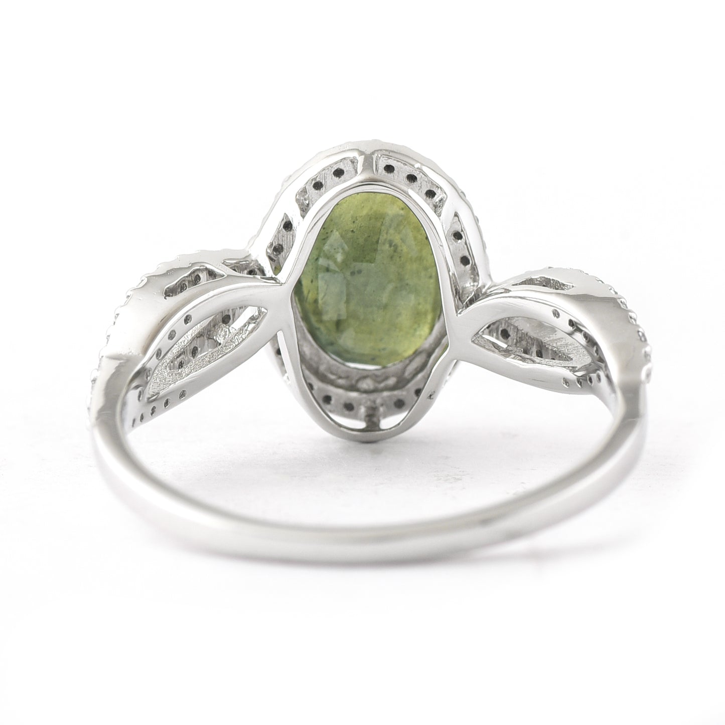 2.57 Ct Oval Mixed Cut Natural Green Sapphire 950 Platinum Ring