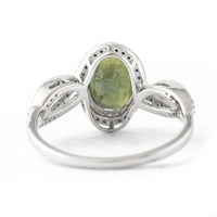 2.57 Ct Oval Mixed Cut Natural Green Sapphire 950 Platinum Ring