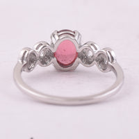1.46 Ct Oval Cabochon Cut Natural Pink Tourmaline 950 Platinum Ring