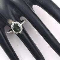 1.91 Ct Oval Mixed Cut Natural Green Sapphire 950 Platinum Ring