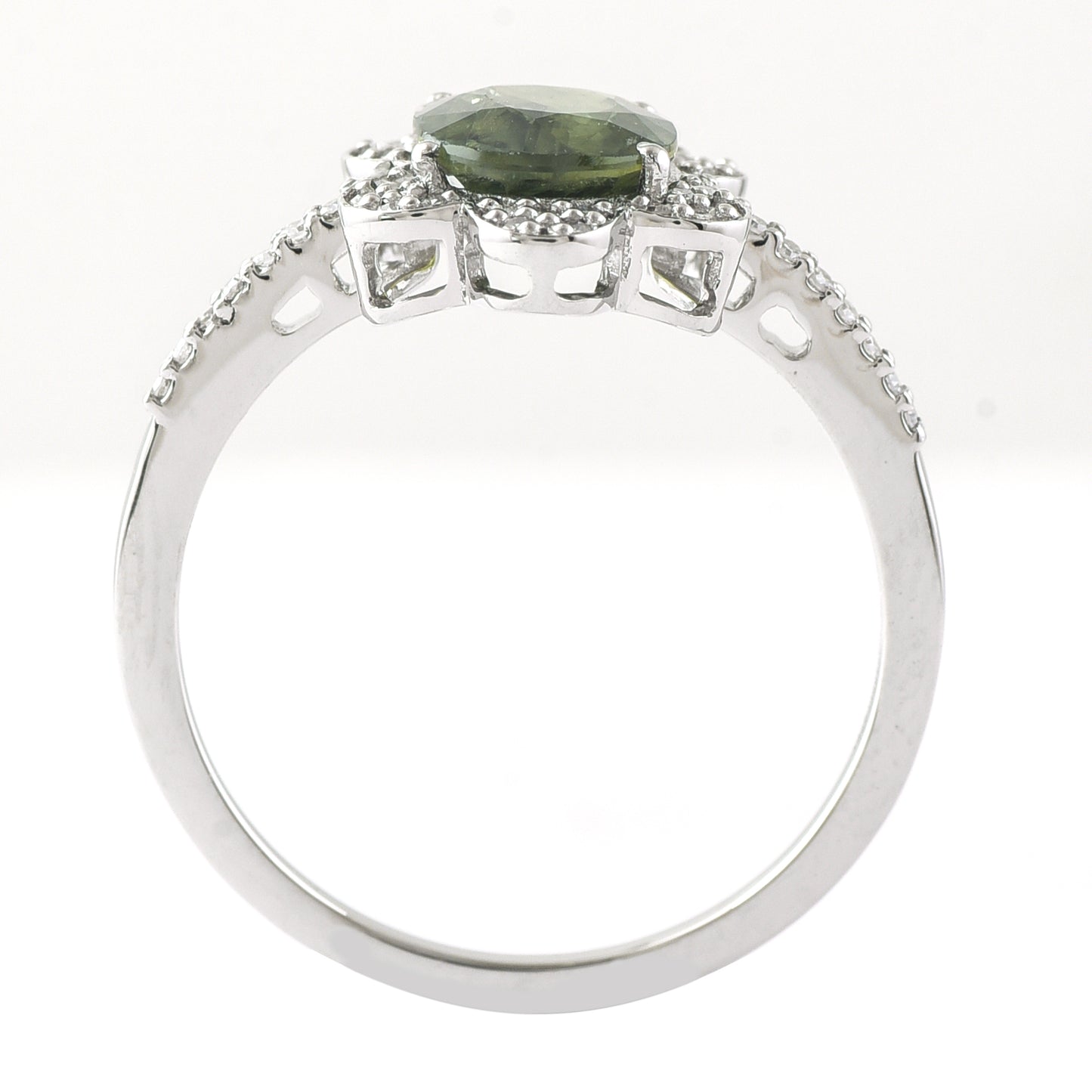 1.70 Ct Oval Mixed Cut Natural Green Sapphire 950 Platinum Ring