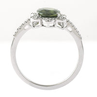 1.70 Ct Oval Mixed Cut Natural Green Sapphire 950 Platinum Ring