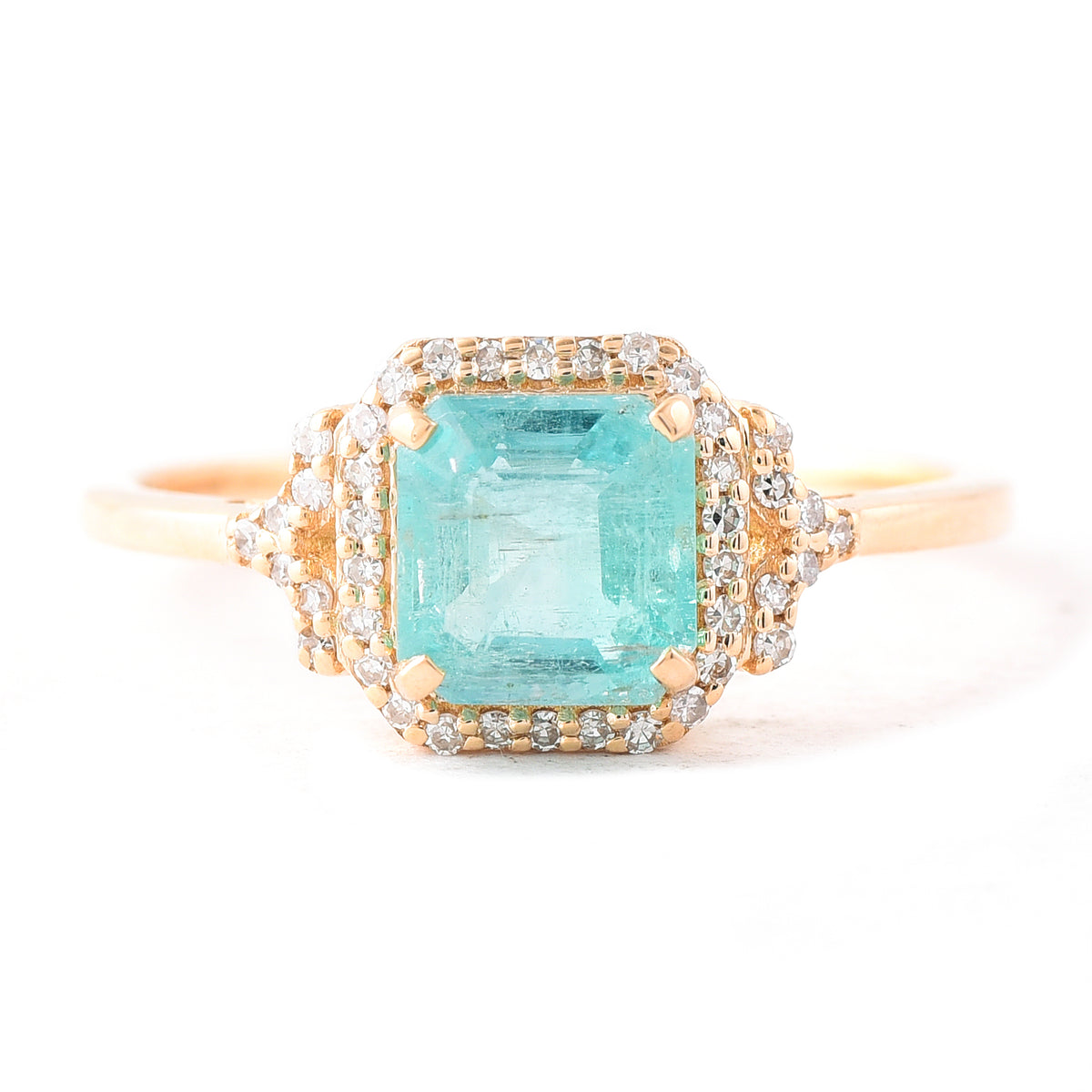 1.33 Ct Octagon Step Cut Natural Emerald 14K Gold Ring