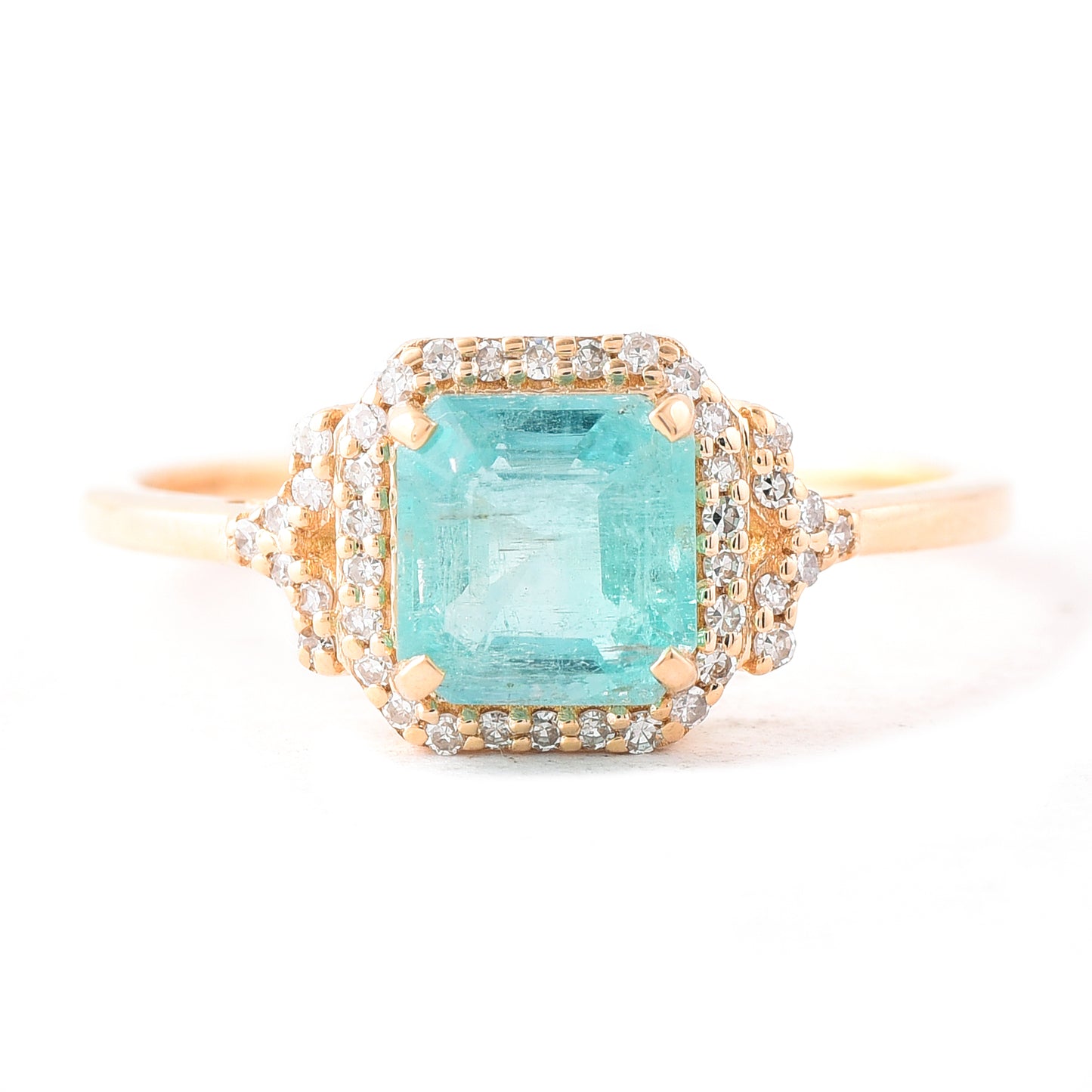 1.33 Ct Octagon Step Cut Natural Emerald 14K Gold Ring