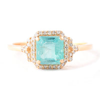 1.33 Ct Octagon Step Cut Natural Emerald 14K Gold Ring