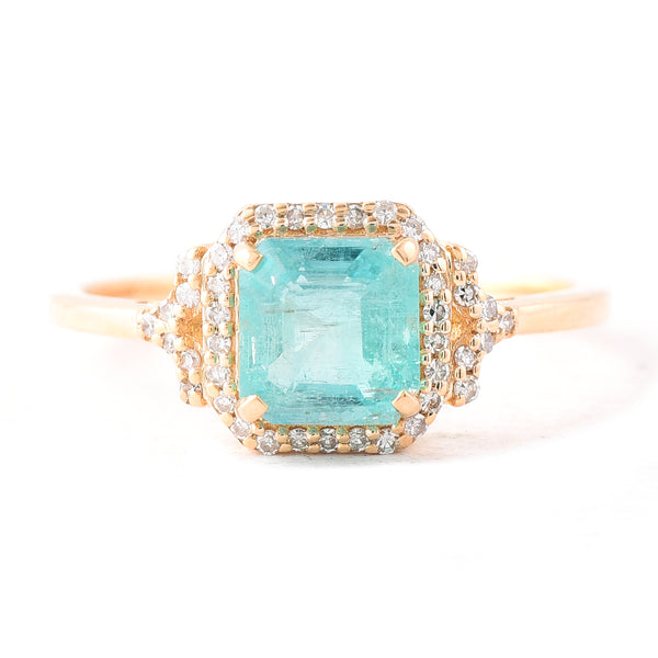 1.33 Ct Octagon Step Cut Natural Emerald 14K Gold Ring