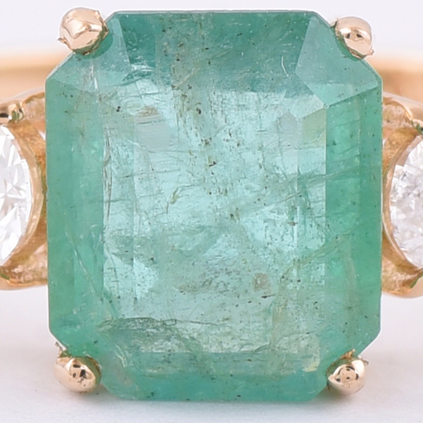 1.82 Ct Octagon Step Cut Natural Emerald 14K Gold Ring