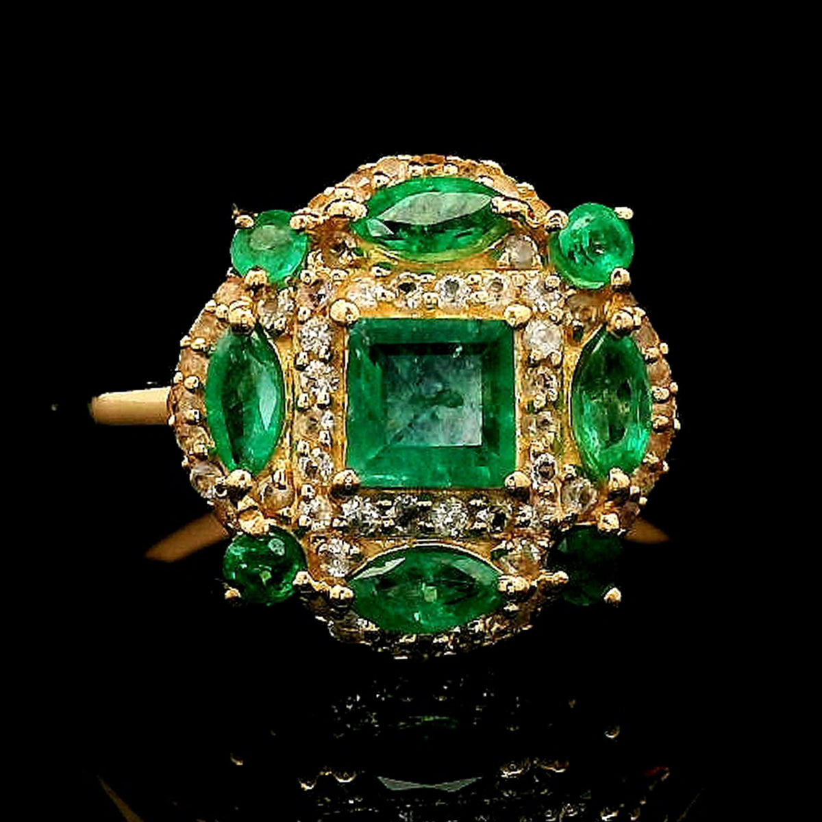 1.00 Ct Square Emerald 14K Gold Ring