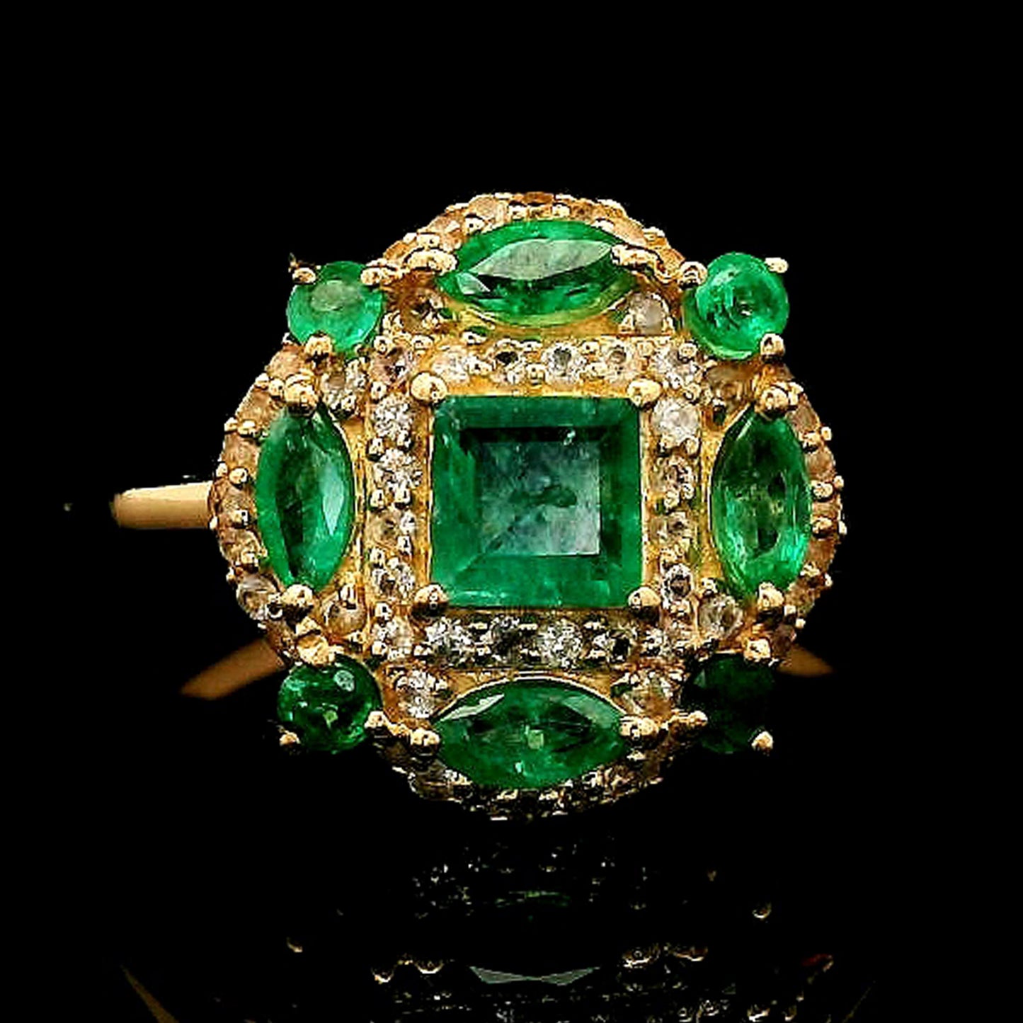 1.00 Ct Square Emerald 14K Gold Ring