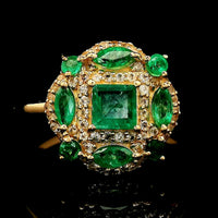 1.00 Ct Square Emerald 14K Gold Ring