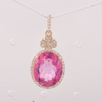 6.52 Ct Oval Pink Topaz 9K Gold Pendant