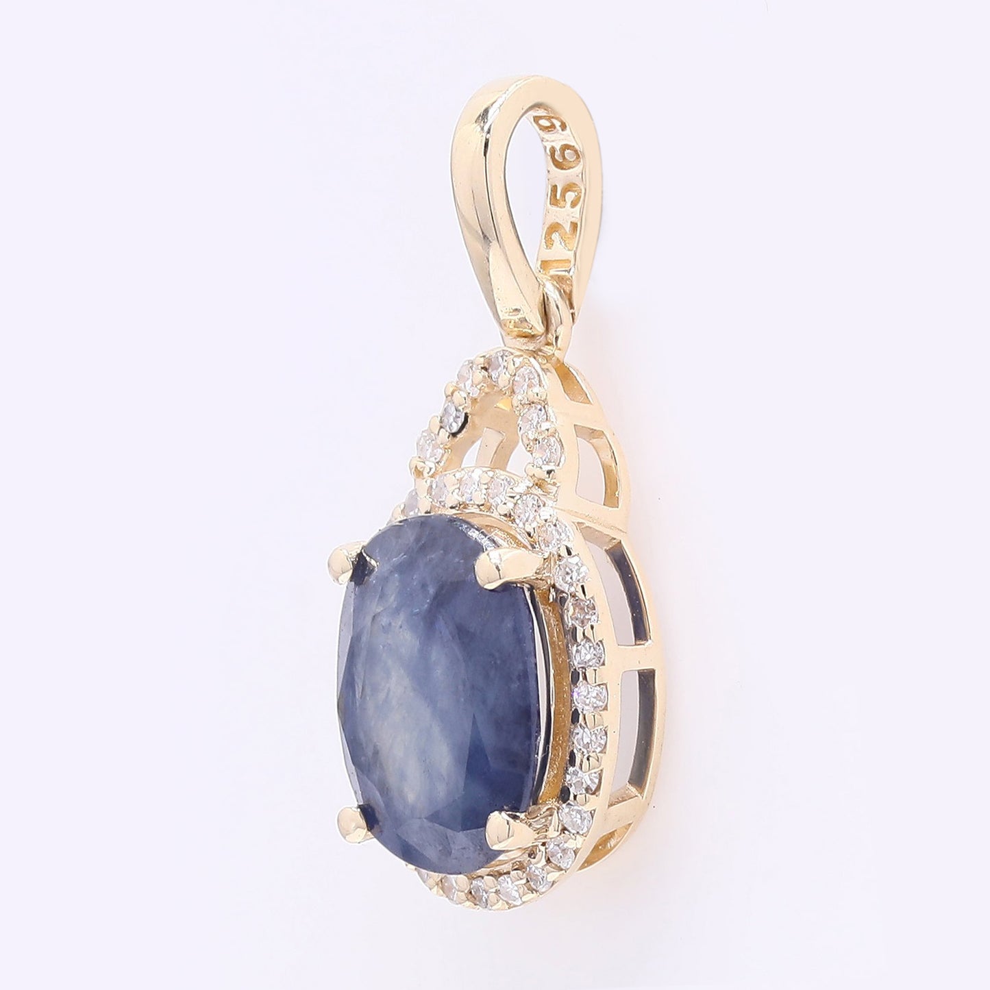 2.13 Ct Oval Mixed Cut Natural Sapphire 14K Gold Pendant