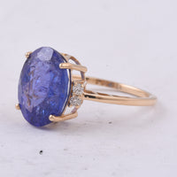 6.33 Ct Oval Natural Tanzanite 14K Gold Ring