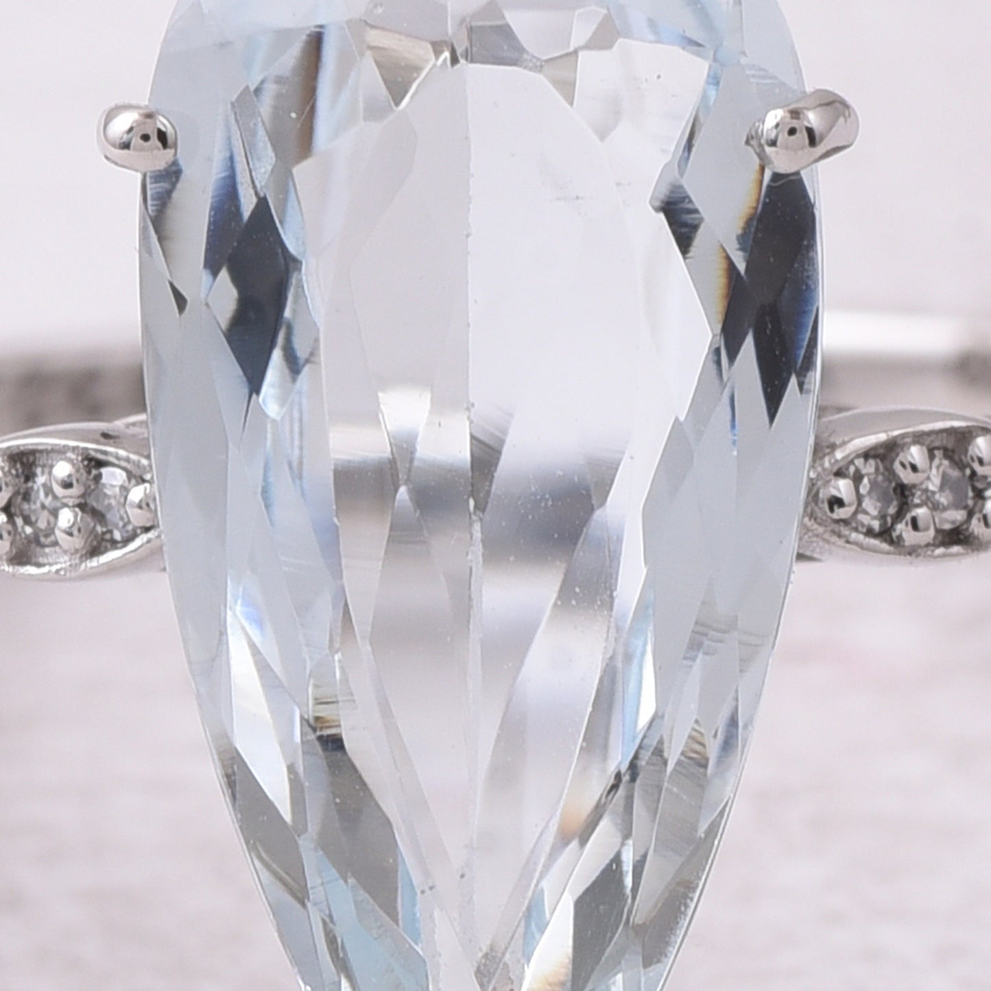 3.20 Ct Pear Mixed Cut Natural Aquamarine 950 Platinum Ring