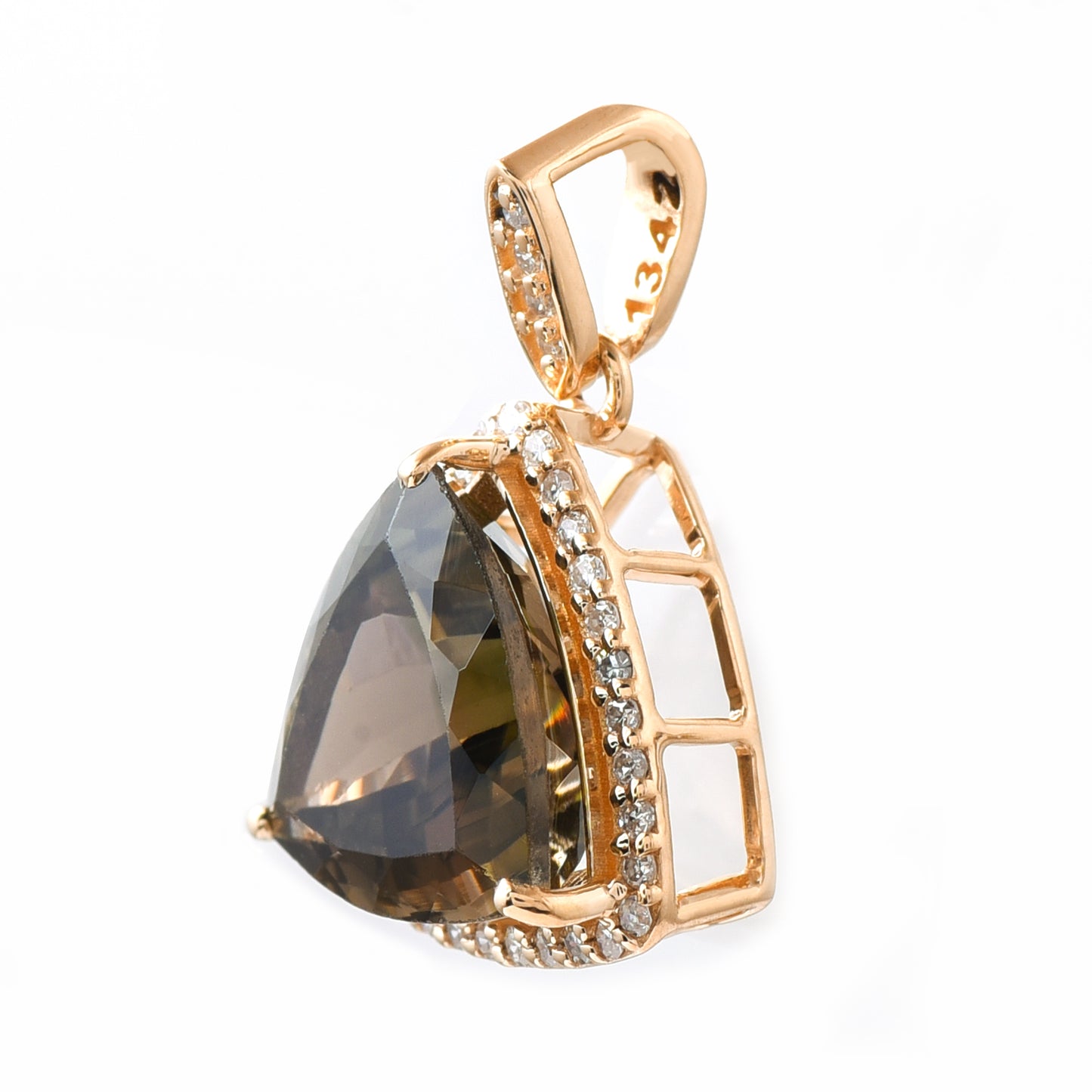 3.40 Ct Trillion Tourmaline 14K Gold Pendant