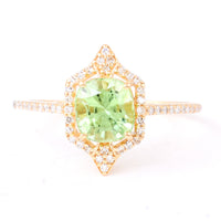 1.59 Ct Cushion Natural Eridot 14K Gold Ring