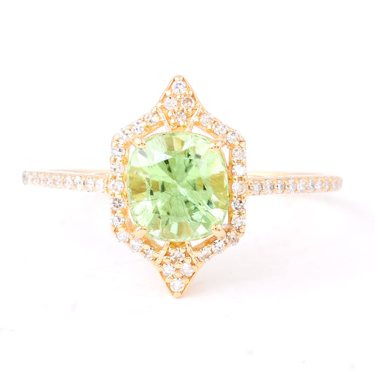 1.59 Ct Cushion Natural Eridot 14K Gold Ring