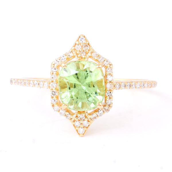 1.59 Ct Cushion Natural Eridot 14K Gold Ring