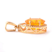 1.97 Ct Oval Mixed Cut Natural Fire Opal 14K Gold Pendant