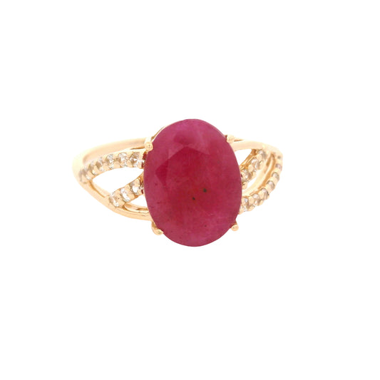 2.89 Ct Oval Ruby 14K Gold Ring