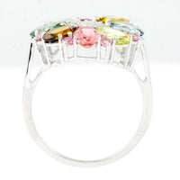 3.88 Ct Oval Mixed Cut, Round Mixed Cut Natural Multi-Coloured Tourmaline 950 Platinum Ring