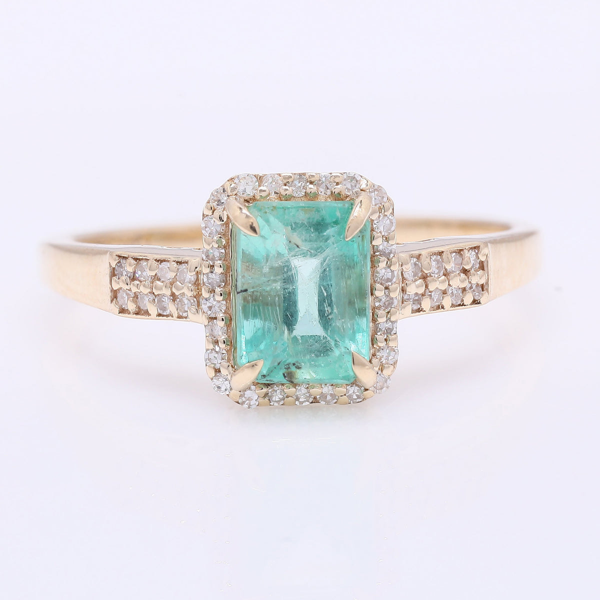 1.25 Ct Octagon Step Cut Natural Emerald 14K Gold Ring