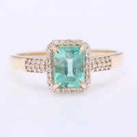1.25 Ct Octagon Step Cut Natural Emerald 14K Gold Ring