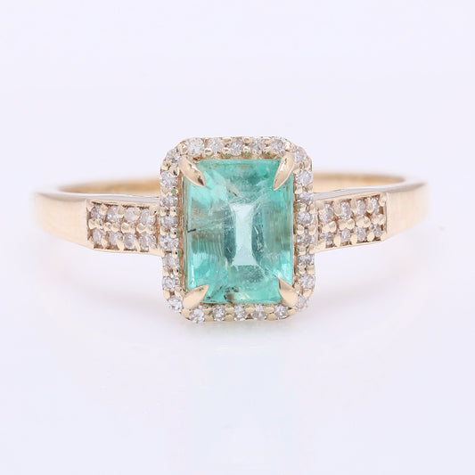 1.25 Ct Octagon Step Cut Natural Emerald 14K Gold Ring
