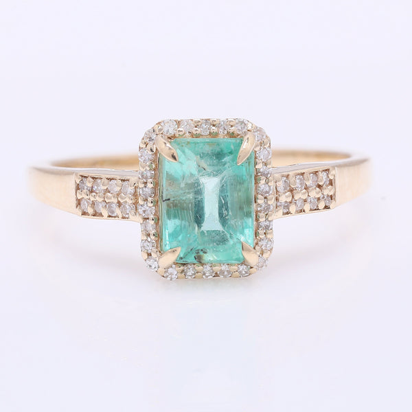1.25 Ct Octagon Step Cut Natural Emerald 14K Gold Ring