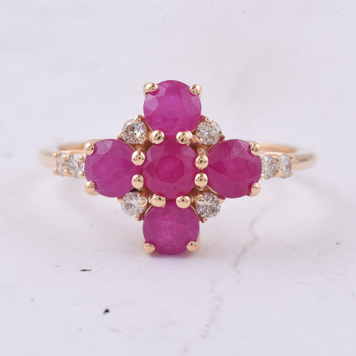 2.34 Ct Round Natural Ruby 14K Gold Ring