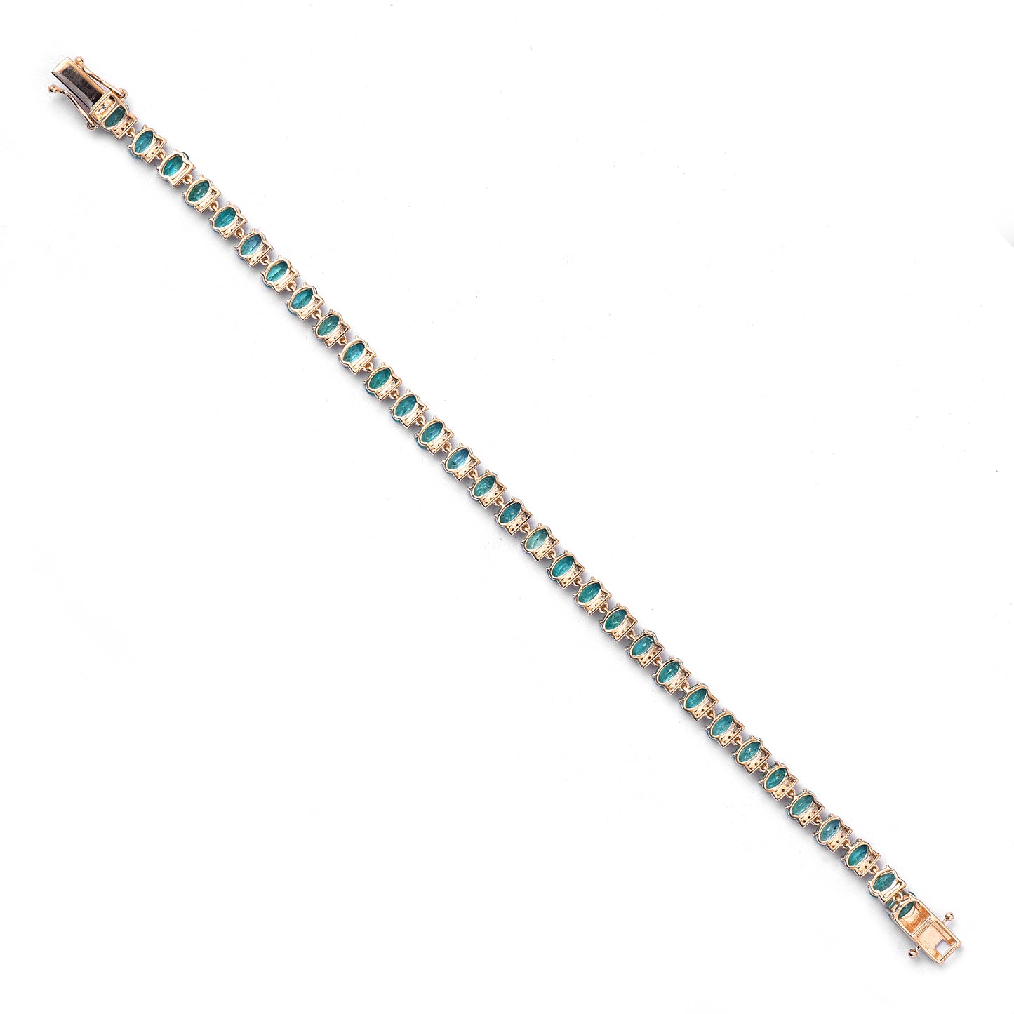 6.79 Ct Oval Mixed Cut Natural Emerald 14K Gold Bracelet