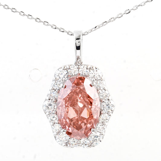 5.18 Carats Pink Lab Grown Diamond 14K Gold Pendant