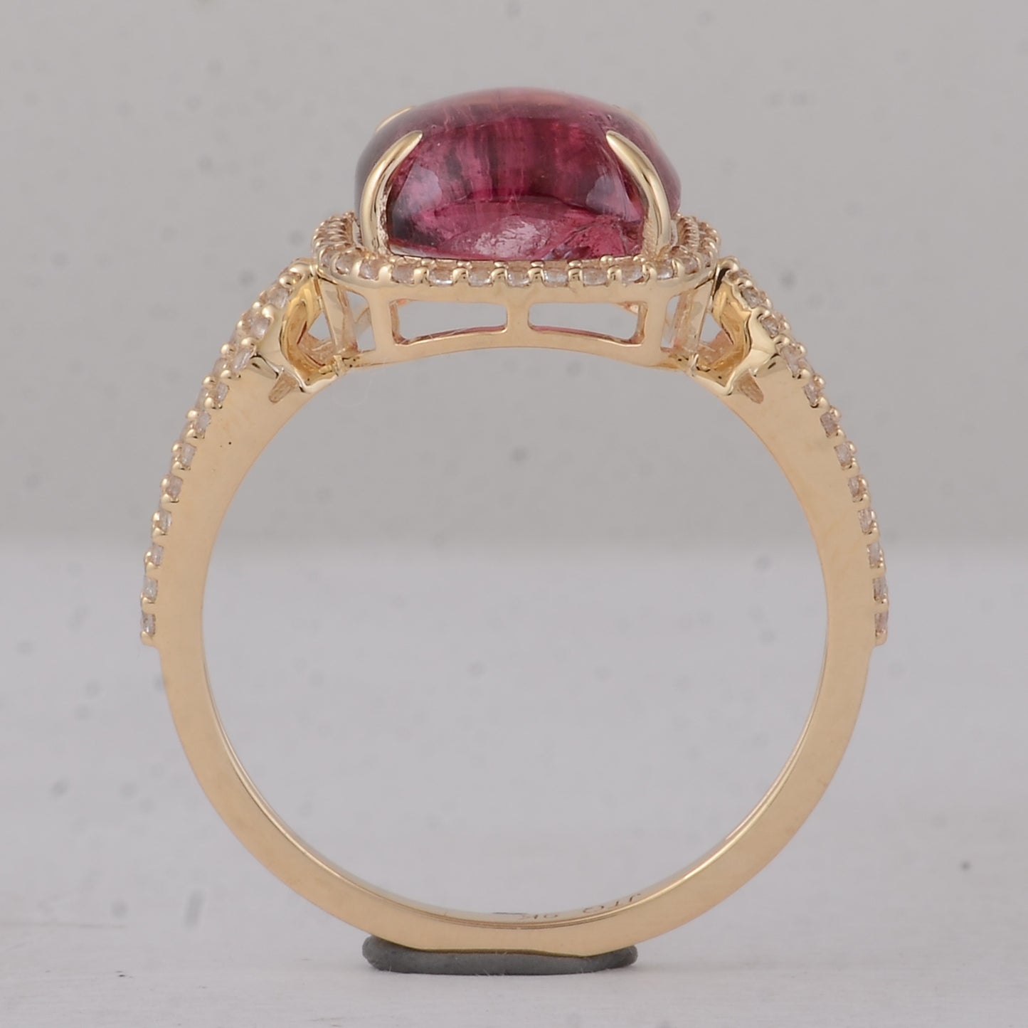 3.93 Ct Cushion Tourmaline 9K Gold Ring