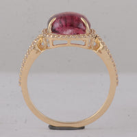 3.93 Ct Cushion Tourmaline 9K Gold Ring