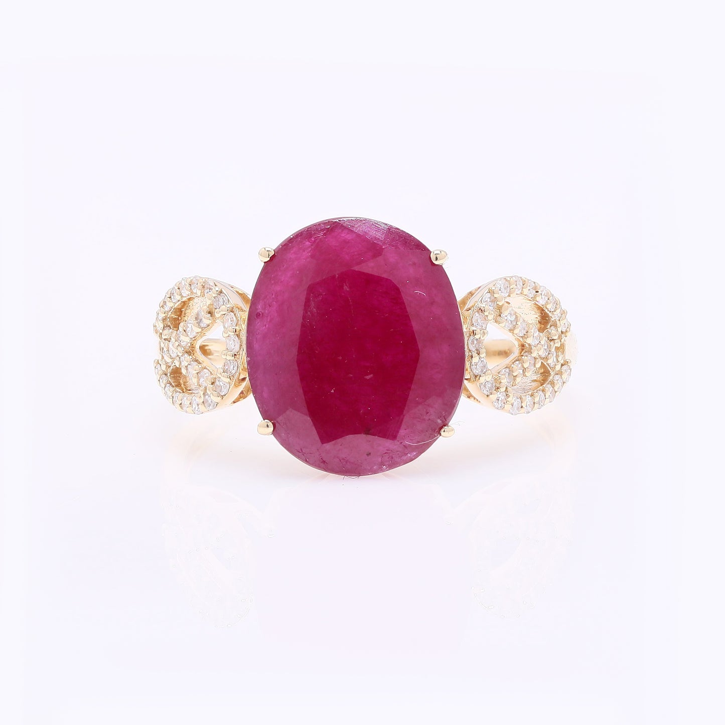 3.36 Ct Oval Mixed Cut Natural Ruby 14K Gold Ring
