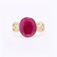 3.36 Ct Oval Mixed Cut Natural Ruby 14K Gold Ring