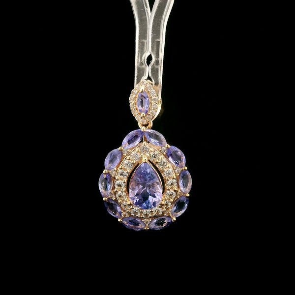 1.98 Ct Pear Tanzanite 14K Gold Pendant