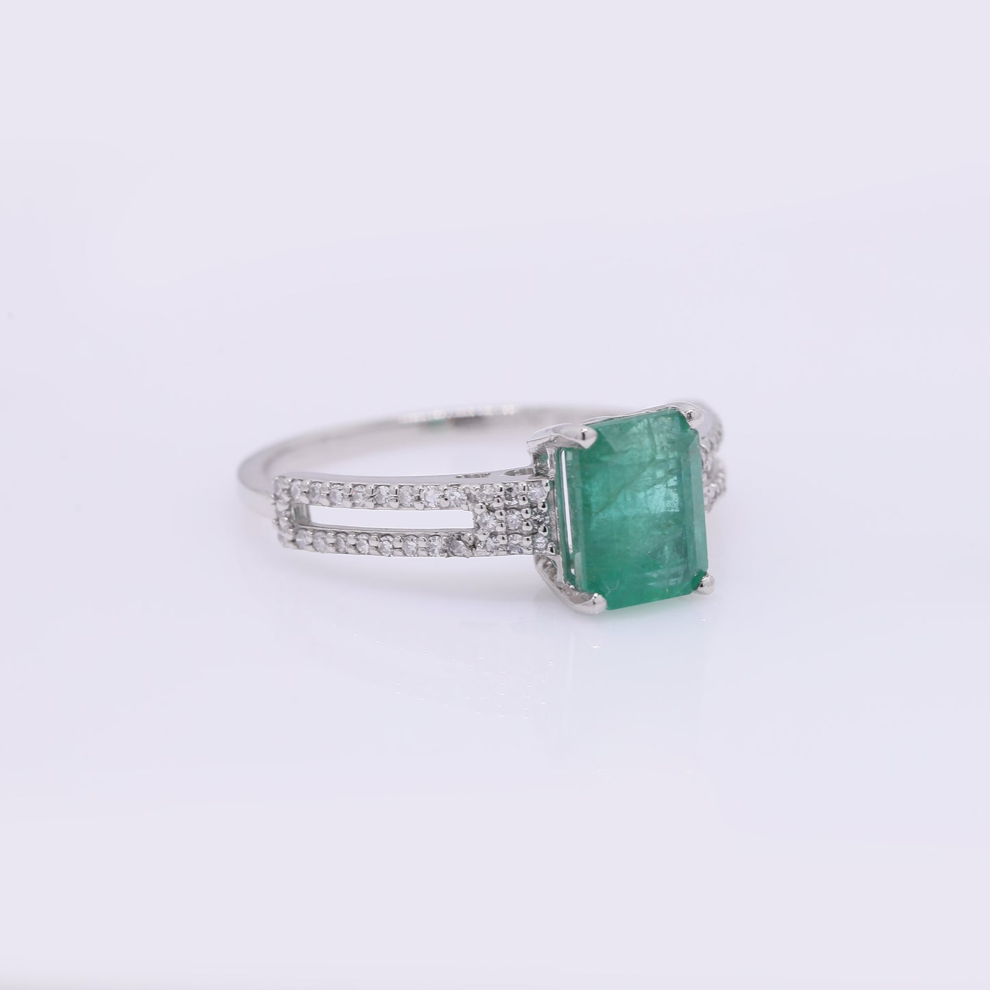 2.02 Ct Octagon Step Cut Natural Emerald 950 Platinum Ring