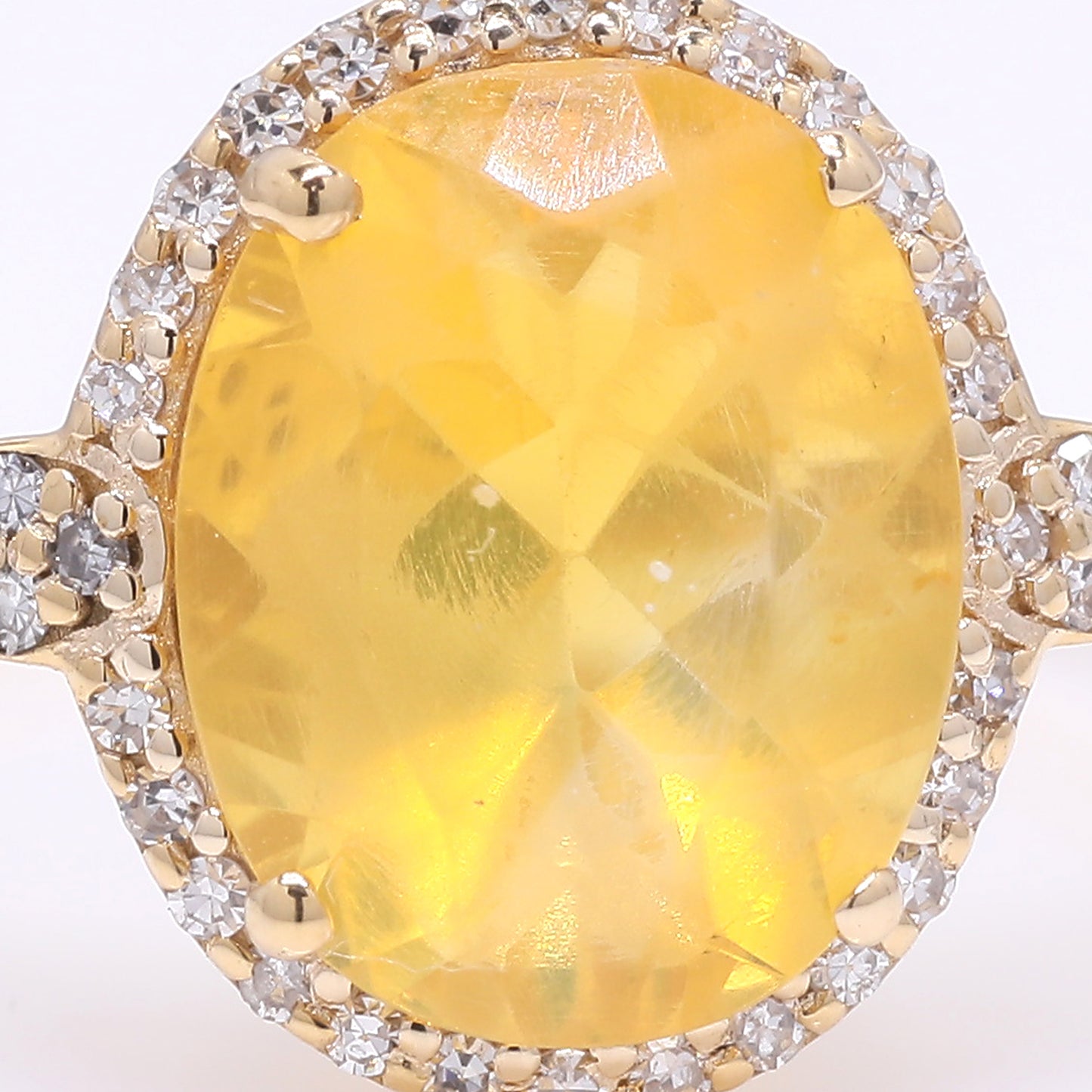 1.91 Ct Oval Mixed Cut Natural Fire Opal 14K Gold Ring