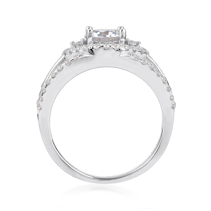 1.55 ct. t.w. Moissanite Evil Eye Ring in Sterling Silver. Size 5