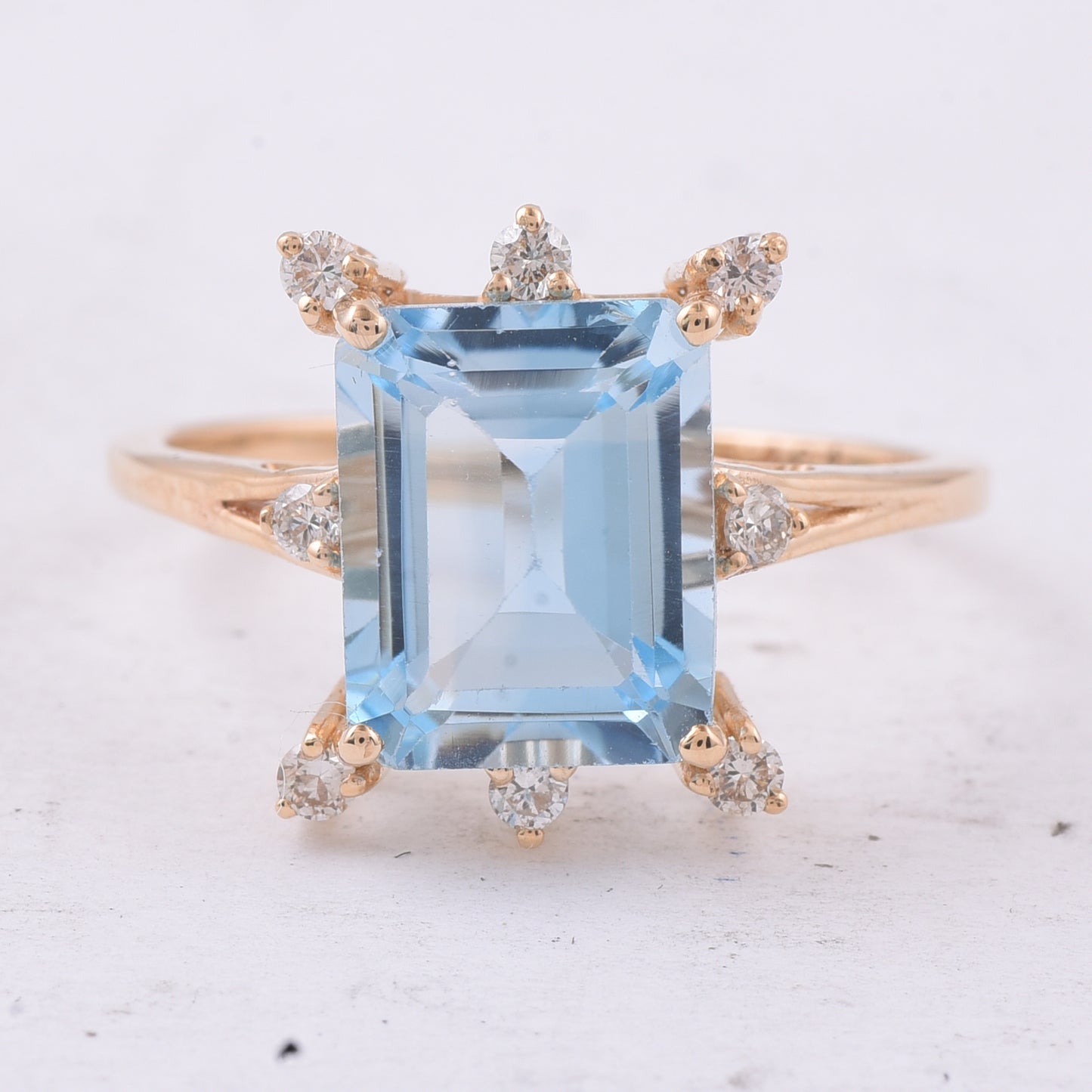 4.28 Ct Octagon Step Cut Natural Topaz 14K Gold Ring