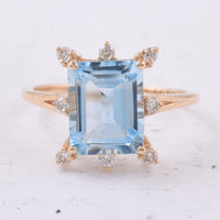 4.28 Ct Octagon Step Cut Natural Topaz 14K Gold Ring