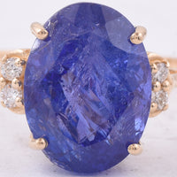 6.07 Ct Oval Natural Tanzanite 14K Gold Ring