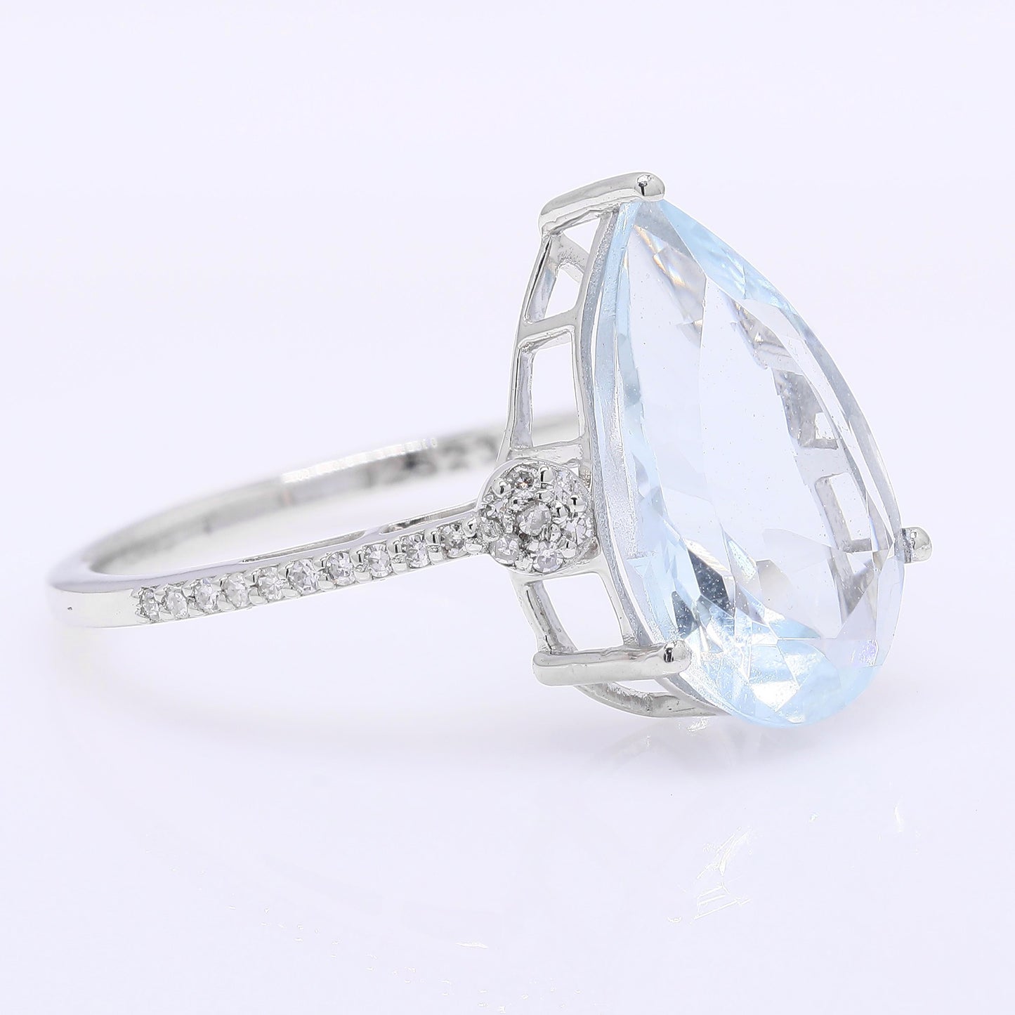 3.94 Ct Pear Mixed Cut Natural Aquamarine 950 Platinum Ring