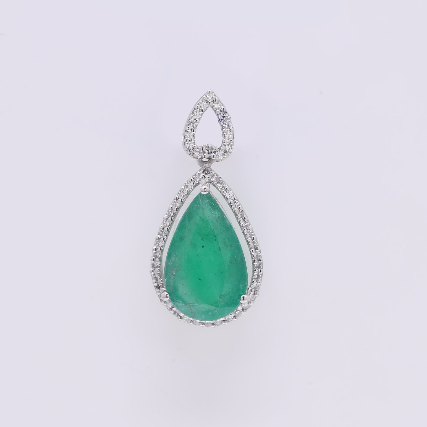 2.47 Ct Pear Mixed Cut Natural Emerald 950 Platinum Pendant