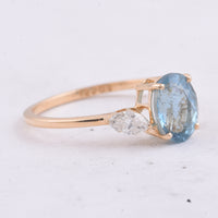 1.58 Ct Oval Natural Aquamarine 14K Gold Ring